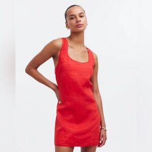 Cross-Back A-Line Mini Dress in Linen